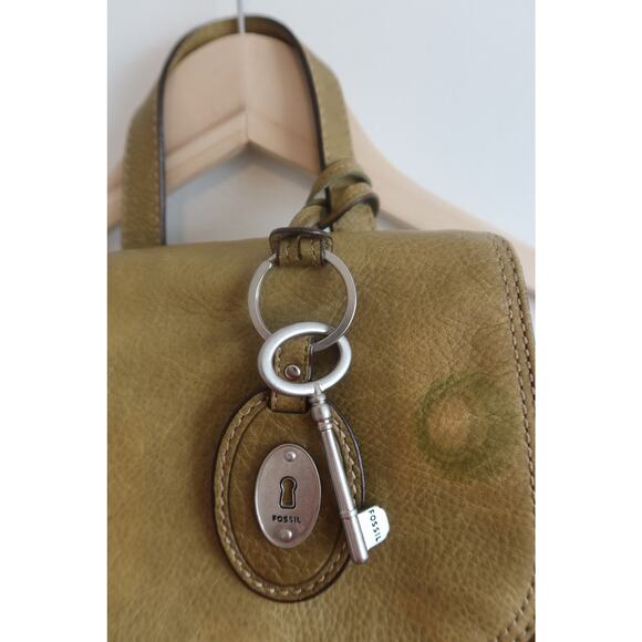 Fossil Green Leather Drawstring Backpack With Fossil Keychain - Picture 3 of 11
